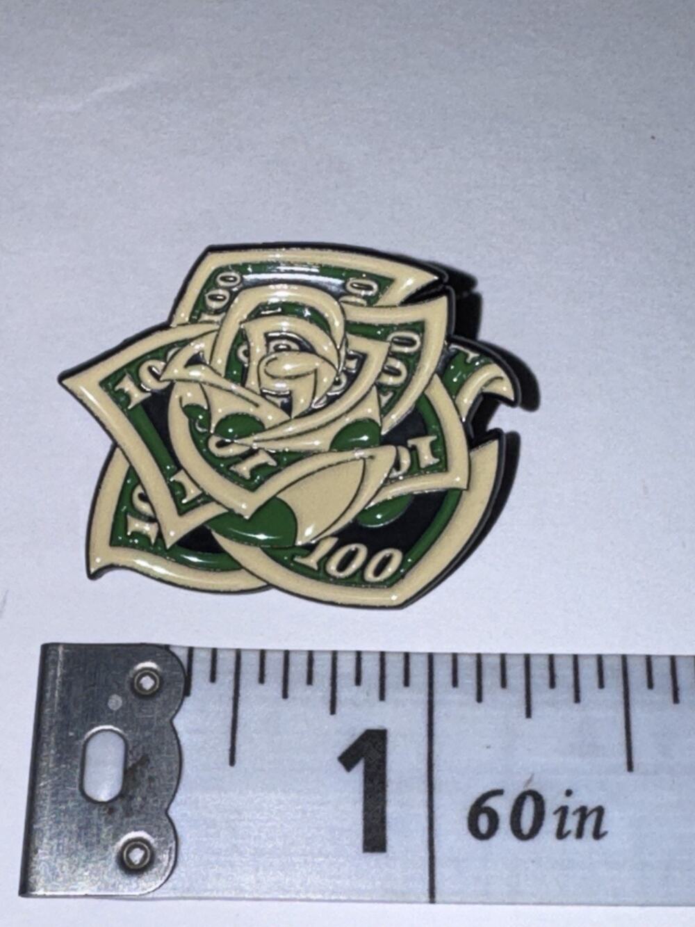 Hundred Bill $100 Money Green Flower Pin Brooch